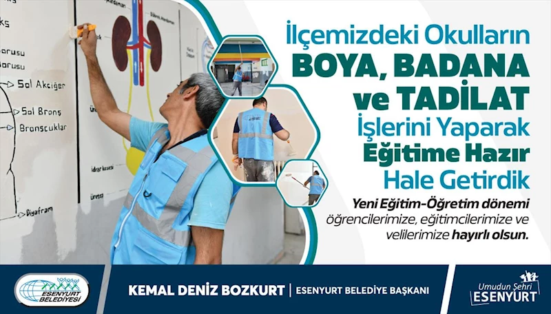 İlçemizdeki Okulların Boya, Badana ve Tadilat İşlerini Yaparak Eğitime Hazır Hale Getirdik