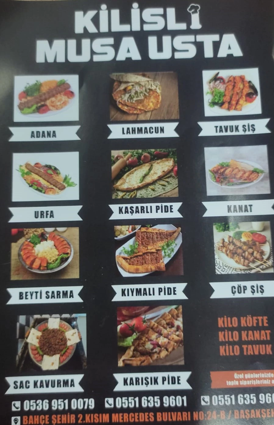 Kilisli Musa Usta'nın yeni salonunda sunulan pide, kebap ve lahmacun çeşitleri.