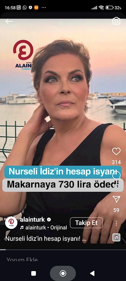 Nurseli İdiz, Nişantaşı'ndaki bir restoranda 580 TL'lik makarna fiyatına tepki gösteriyor.