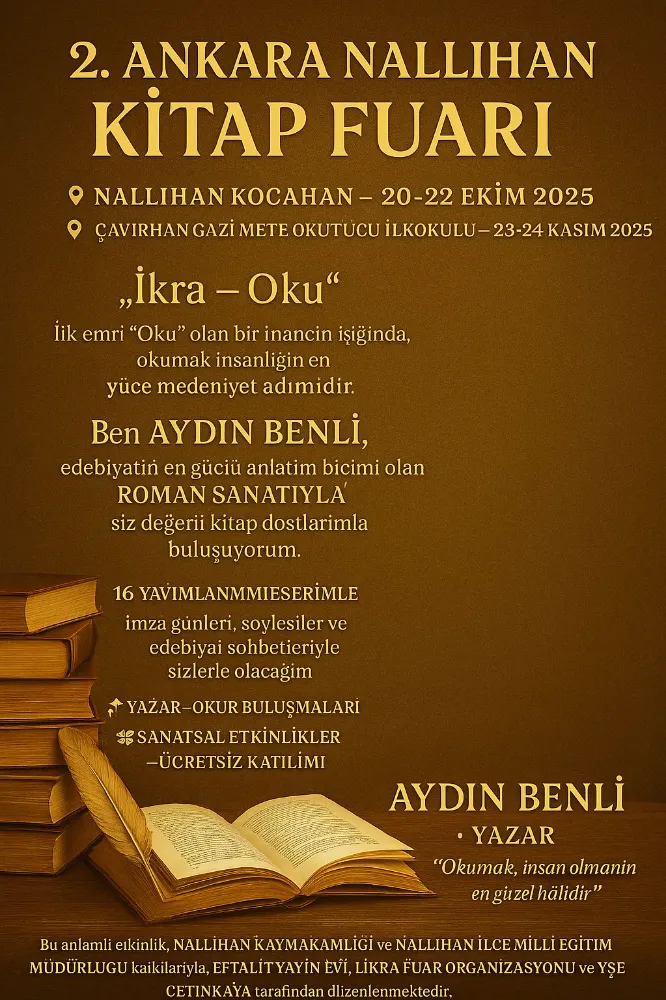 2. Ankara Nallıhan Kitap Fuarı Başlıyor: Davetlisiniz!