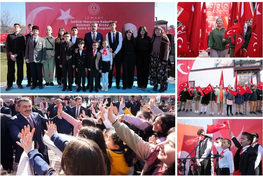 Bakan Tekin, 12 Mart programında öğrencilerle yürüdü